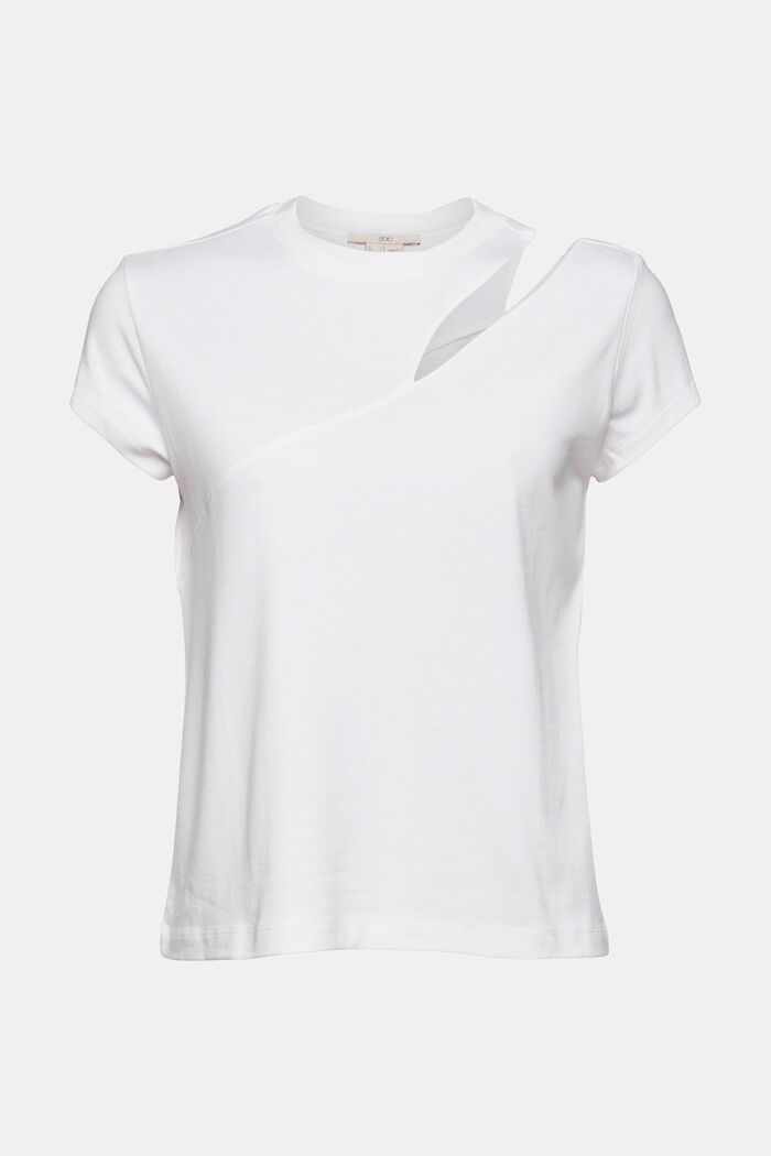 Camiseta con aberturas en mezcla de algodón, WHITE, detail image number 6