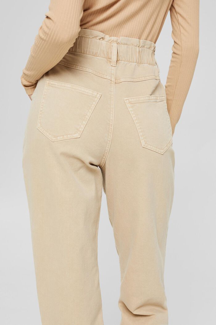 Pantalón con cintura paper bag, algodón ecológico, BEIGE, detail image number 2