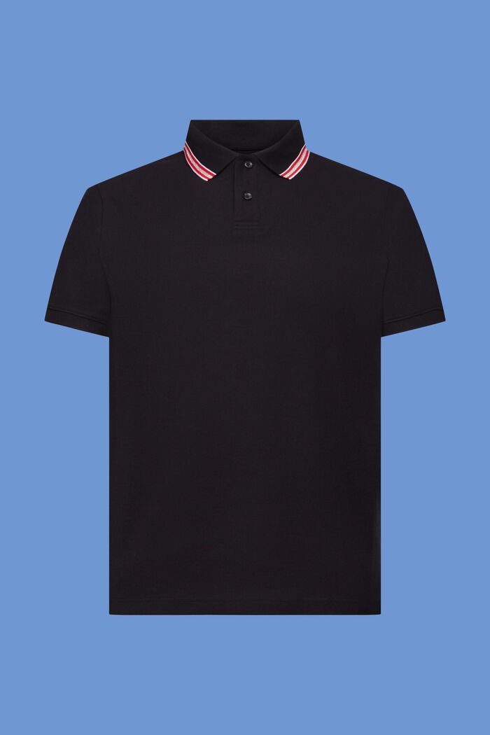 Camisa tipo polo de piqué con efecto brillante, 100% algodón, BLACK, detail image number 5