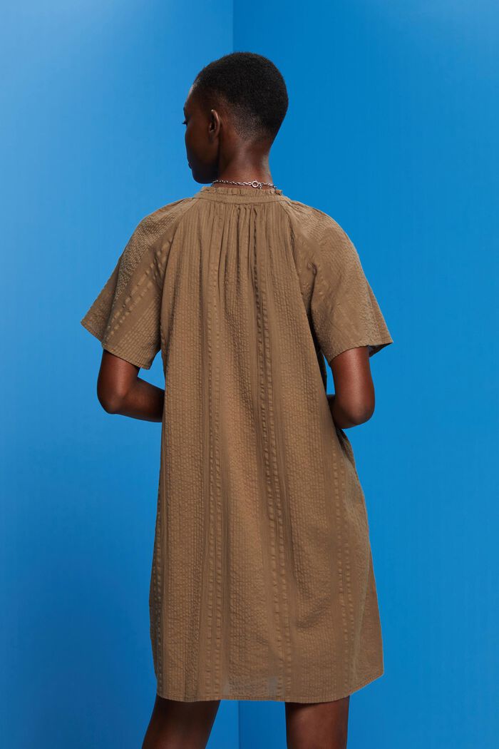 Vestido realizado en algodón con textura, KHAKI GREEN, detail image number 3