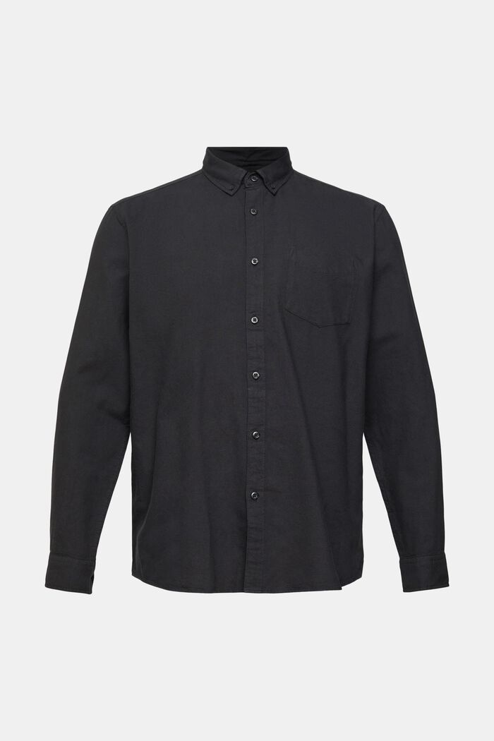 Camisa con cuello abotonado, 100% algodón, BLACK, overview