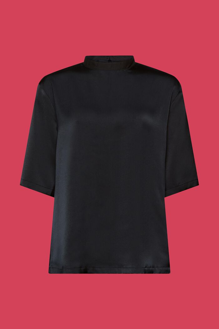 Blusa con acabado satinado, BLACK, detail image number 6