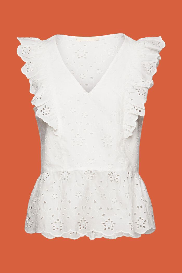 Blusa de encaje sin mangas, 100% algodón, OFF WHITE, detail image number 6