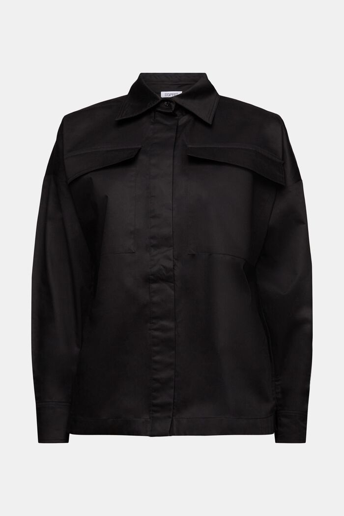 Blusa camisera estilo militar, BLACK, detail image number 5