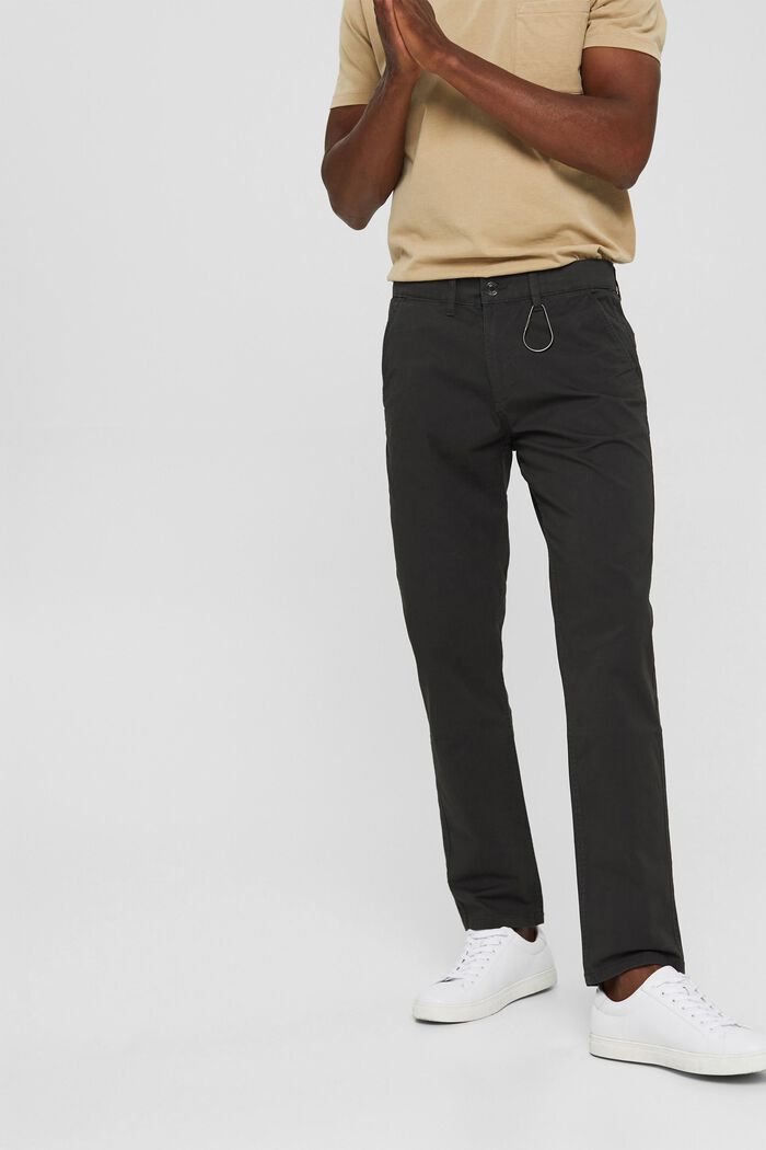 Pantalón chino de algodón ecológico con llavero, DARK GREY, detail image number 0