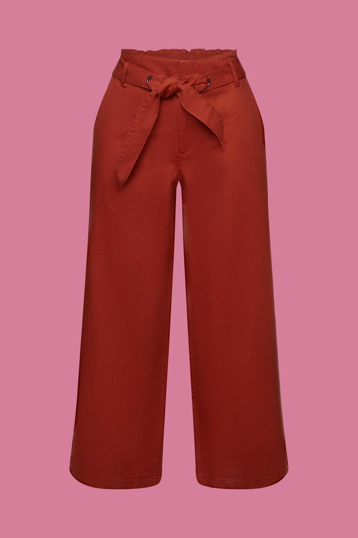 Culotte de lino y algodón con cinturón, TERRACOTTA, detail image number 7
