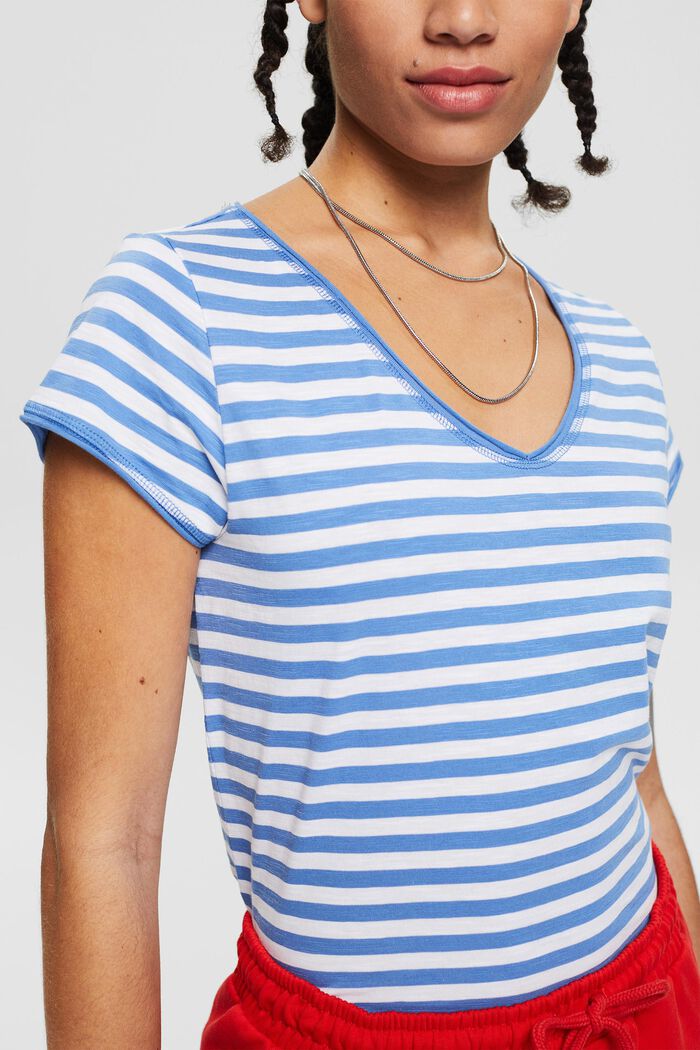 Camiseta de algodón ecológico a rayas, LIGHT BLUE LAVENDER, detail image number 0