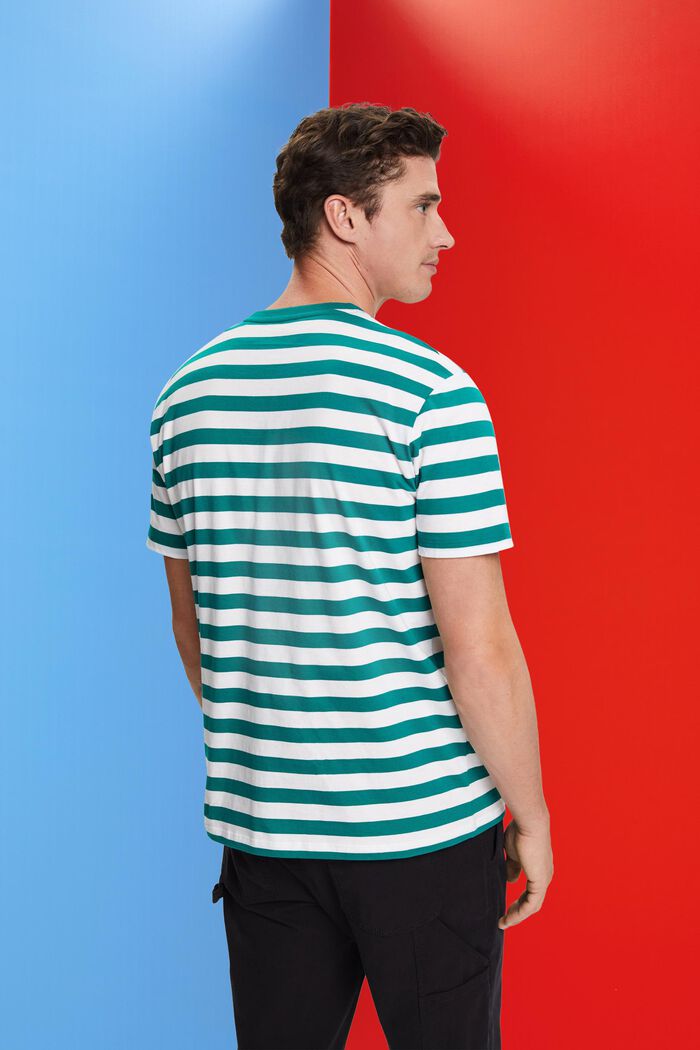 Camiseta de algodón a rayas, EMERALD GREEN, detail image number 3