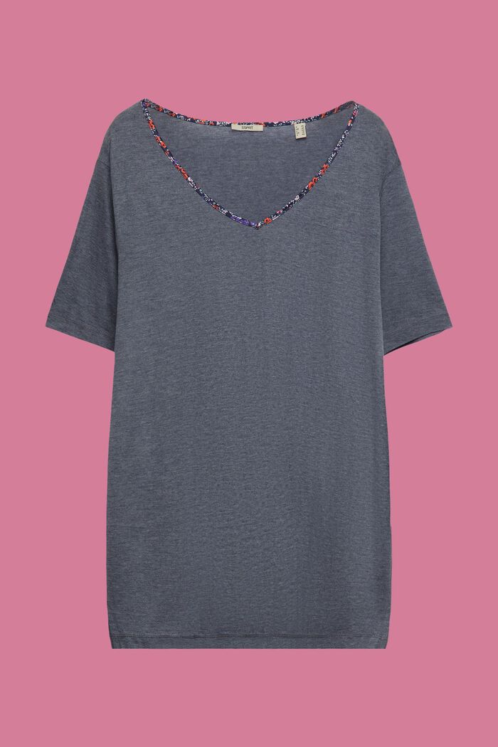 CURVY Camiseta con ribete floral, TENCEL™, NAVY, detail image number 0