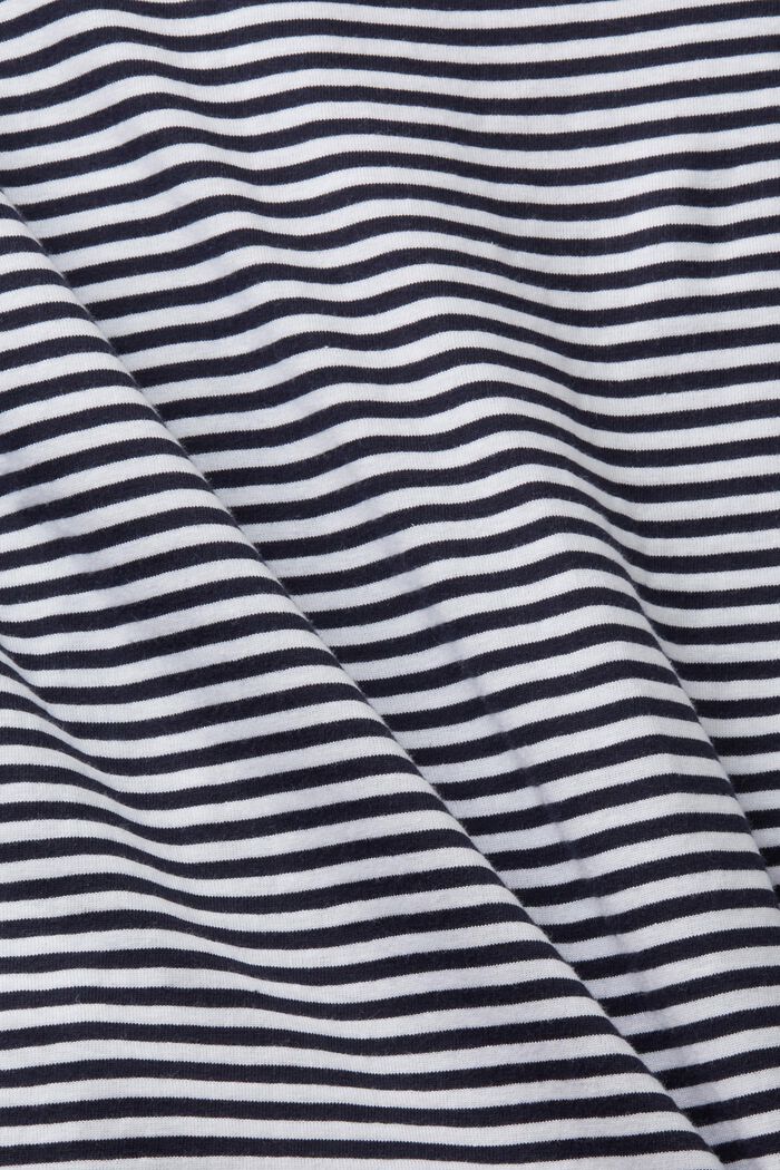 Camiseta de algodón con diseño a rayas y motivo bordado, NAVY, detail image number 5