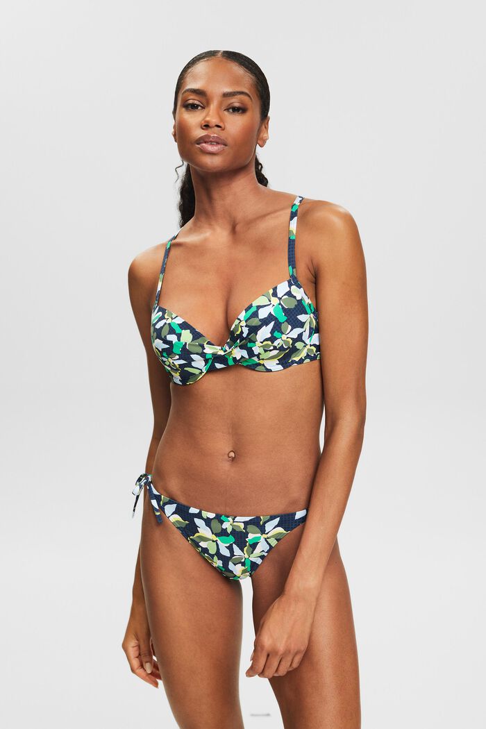 Top de bikini estampado con relleno, NAVY, detail image number 0