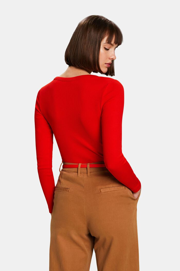 Camiseta de canalé con cuello redondo, RED, detail image number 2