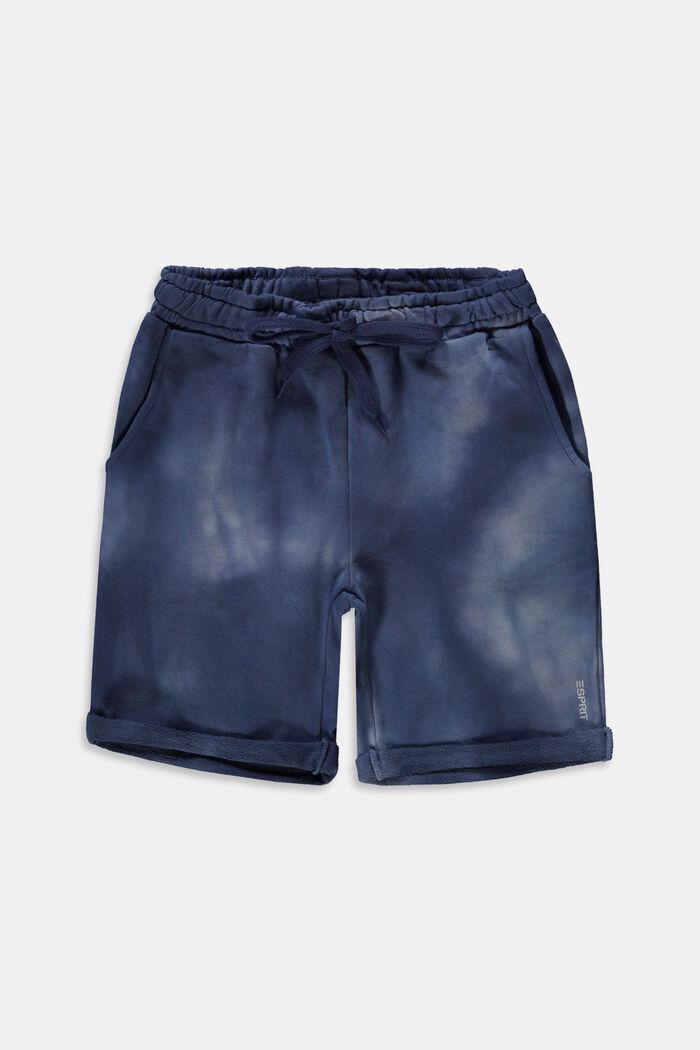 Shorts de felpa con efecto batik, GREY BLUE, overview