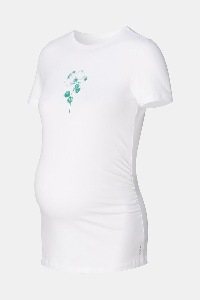Camiseta con estampado de flores, algodón ecológico, BRIGHT WHITE, detail image number 4