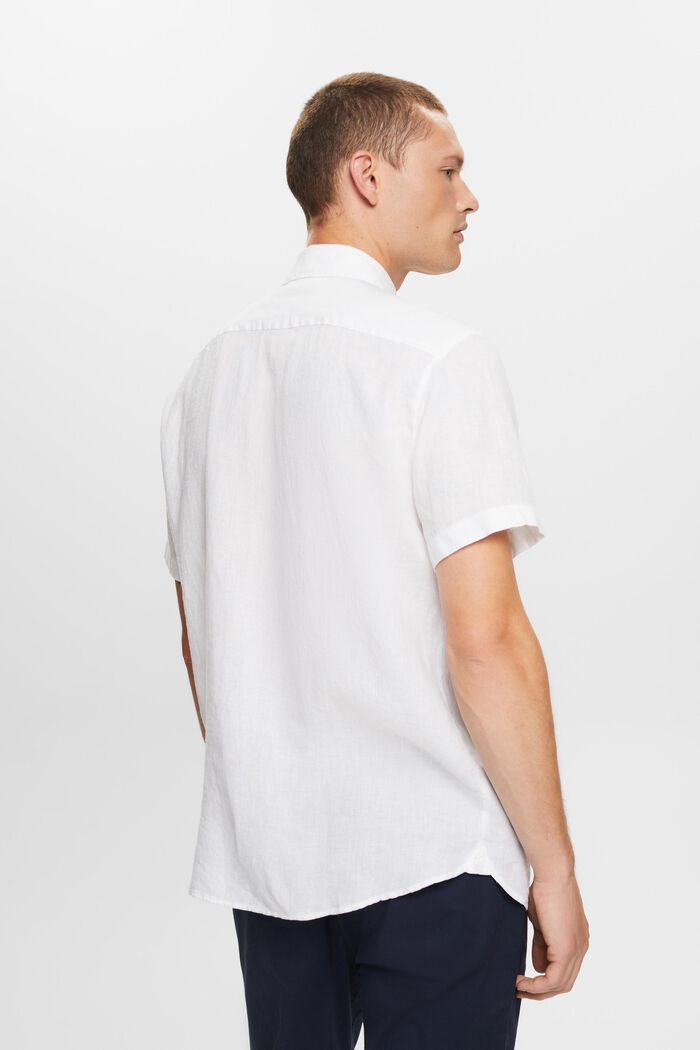 Camisa de lino con manga corta, WHITE, detail image number 3