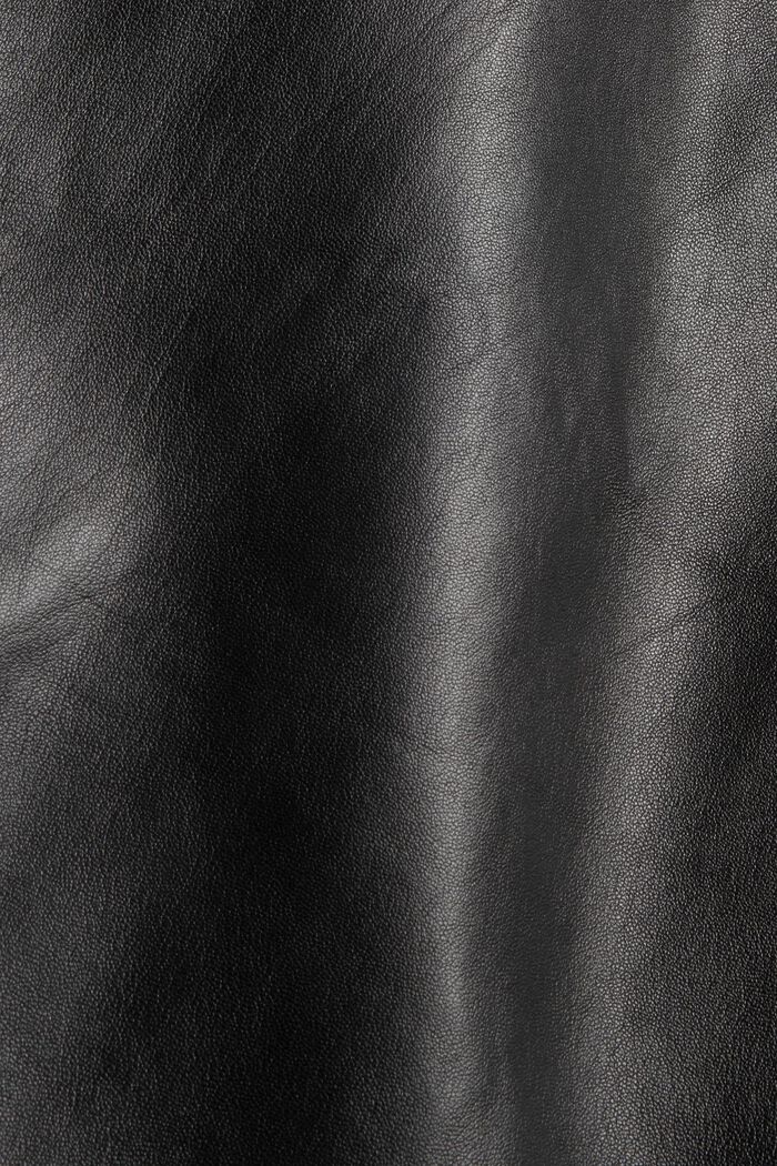 Vestido camisero en 100% piel de cordero, BLACK, detail image number 4