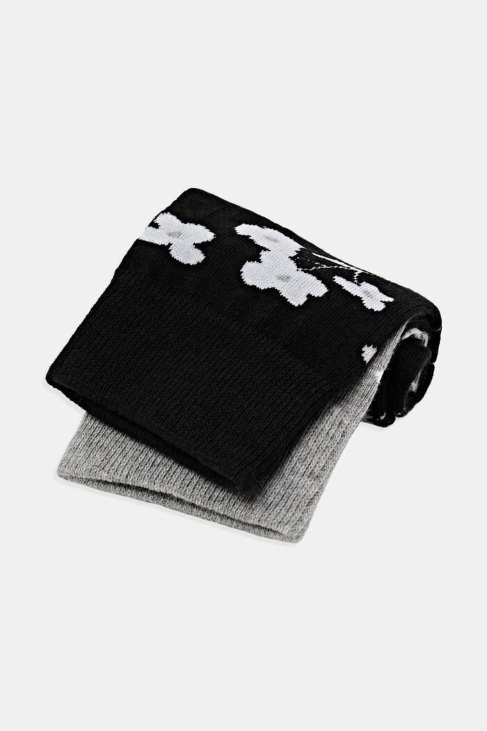 Pack de dos pares de calcetines con diseño de flores, GREY / BLACK, detail image number 0