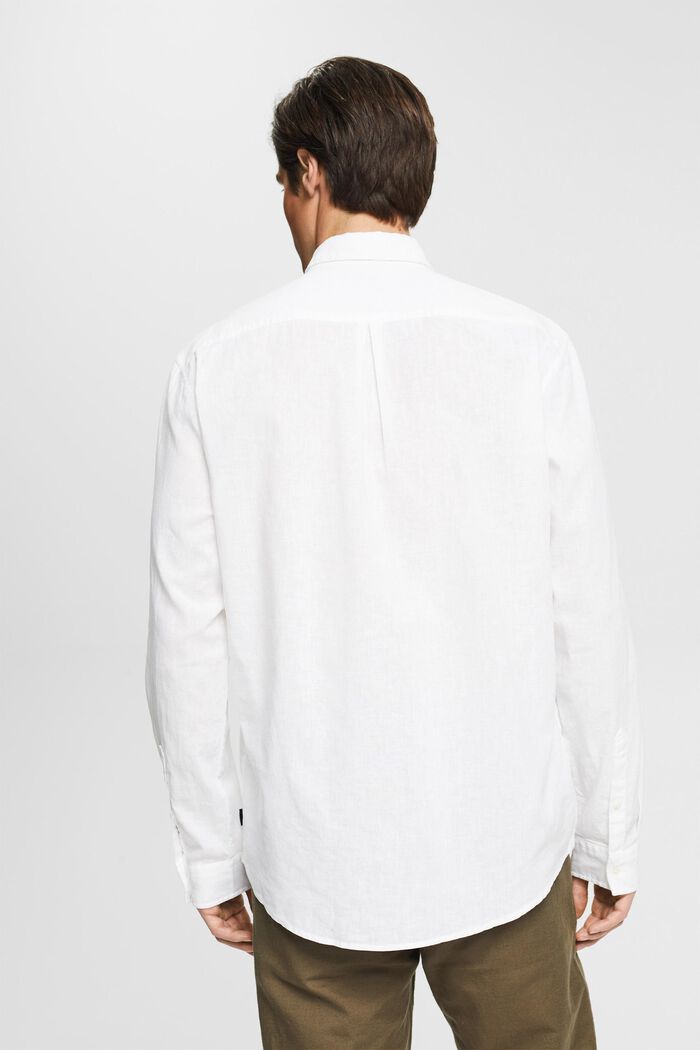 En mezcla de lino: camisa jaspeada, WHITE, detail image number 3