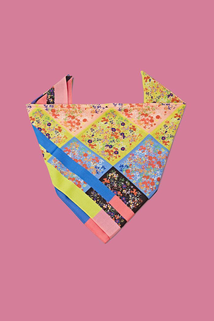 Fular cuadrado con estampado floral multicolor, BLACK, detail image number 0