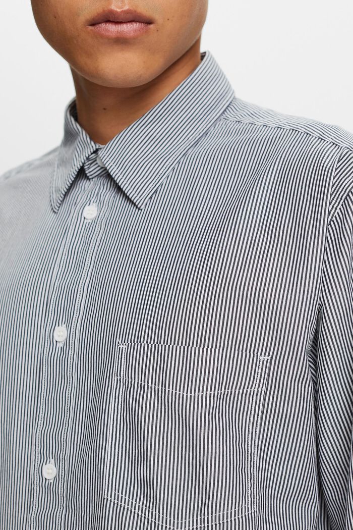 Camisa a rayas en popelina de algodón, NAVY, detail image number 2