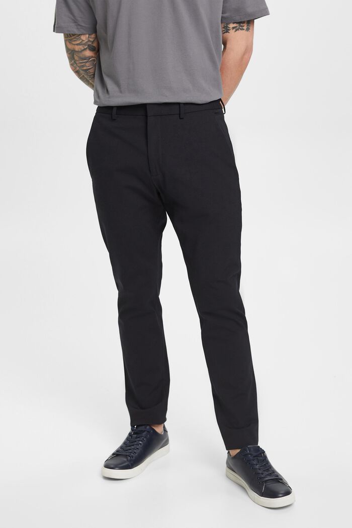 Pantalón de traje de tejido jersey de piqué, BLACK, detail image number 0