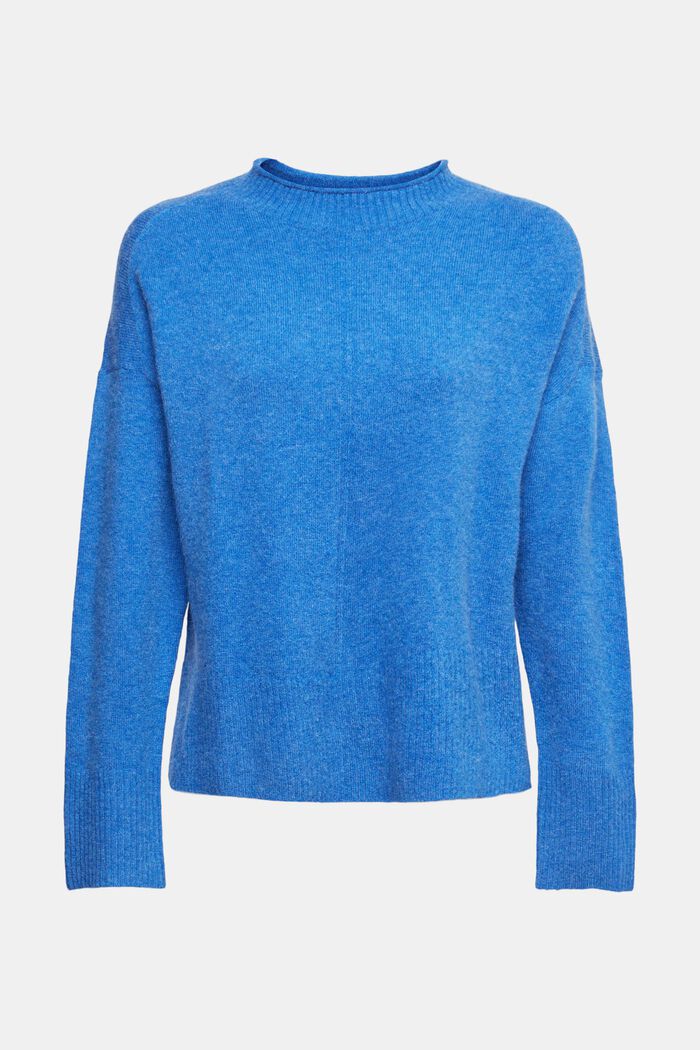 Con lana: jersey suave con cuello alto, BRIGHT BLUE, detail image number 2