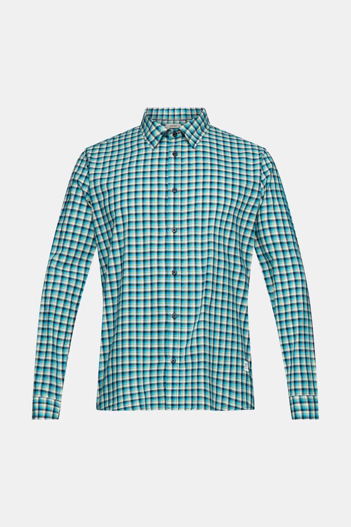 Camiseta a cuadros en algodón sostenible, AQUA GREEN, detail image number 7
