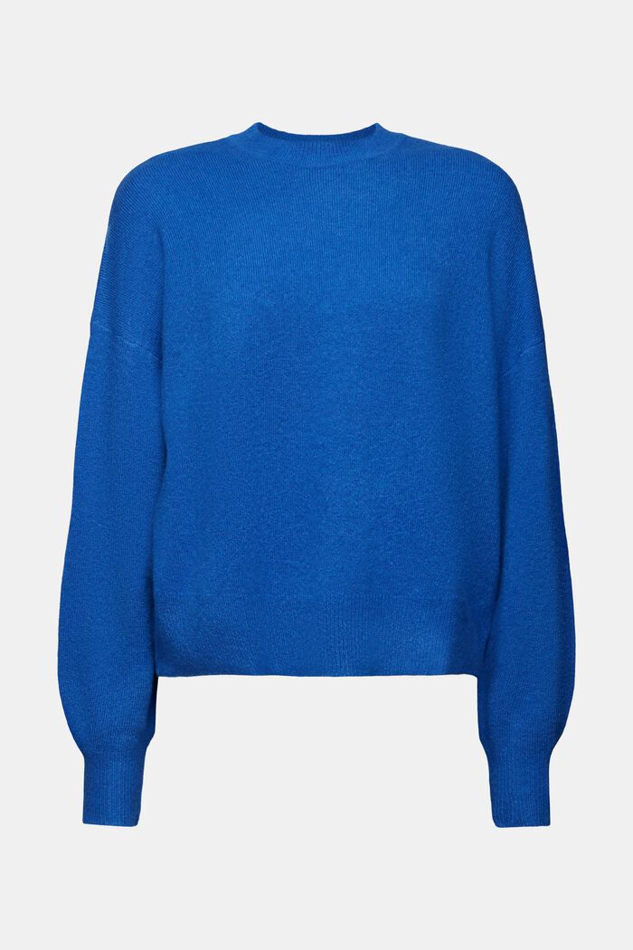 Jersey de cuello redondo en mezcla de lana, BRIGHT BLUE, detail image number 6