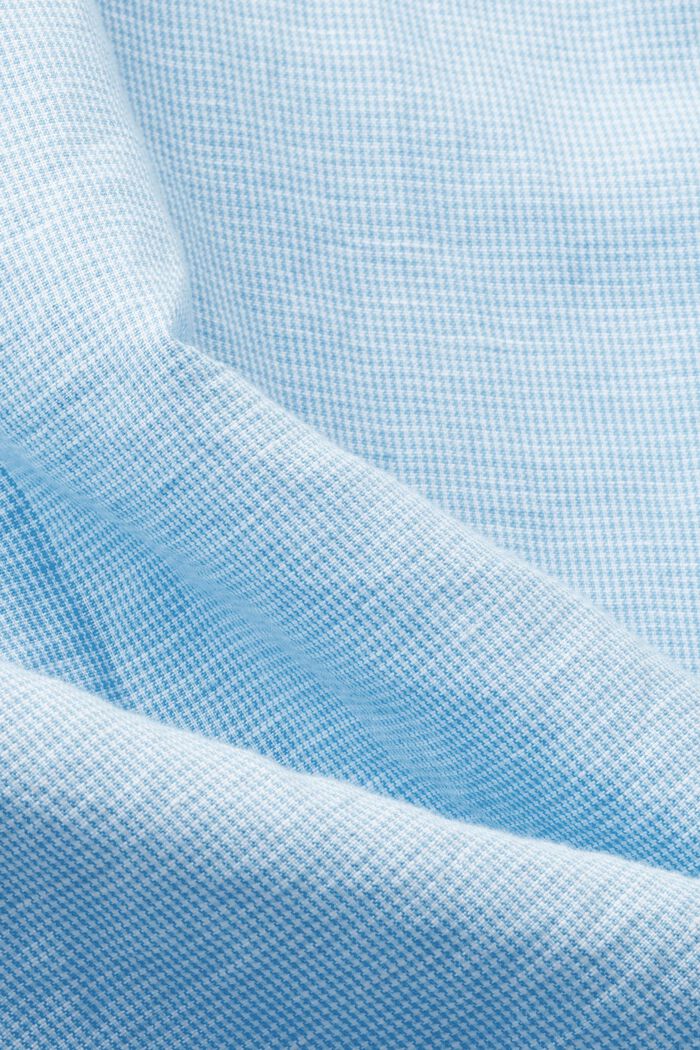 Camisa de manga corta en una mezcla de lino con diseño de pata de gallo, TURQUOISE, detail image number 5