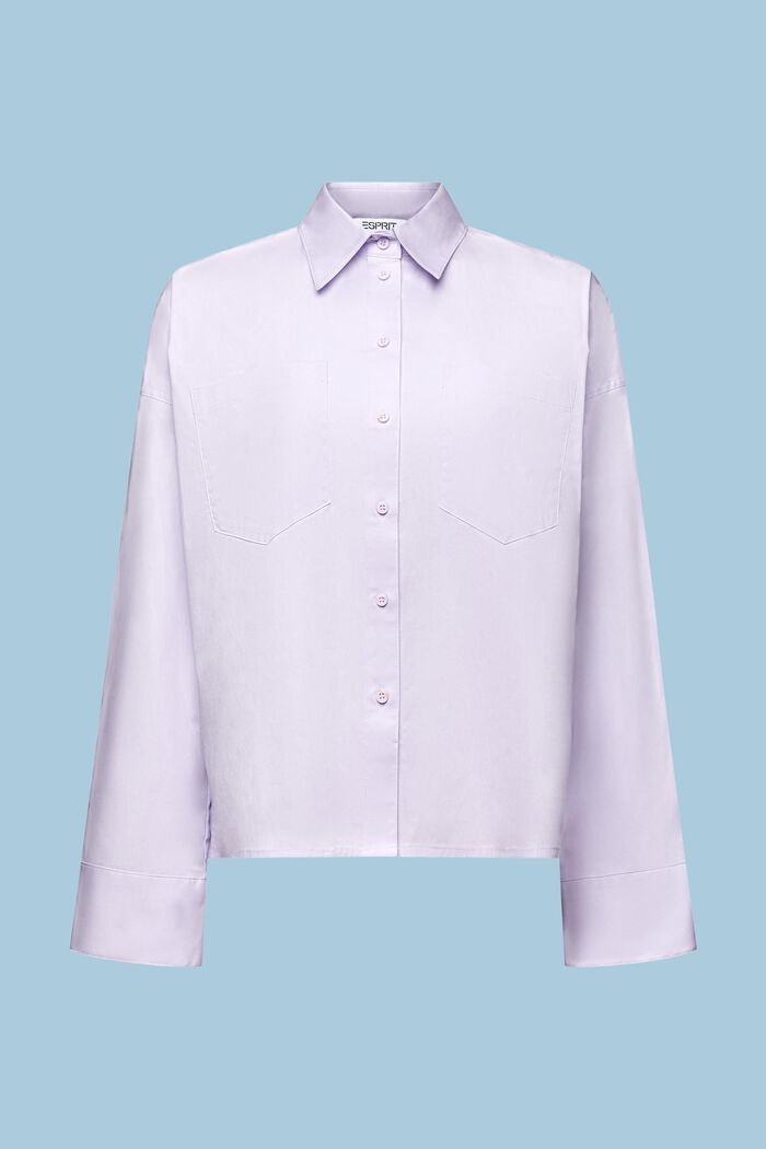 Camiseta de cuello abotonado, popelina de algodón, LAVENDER, detail image number 6