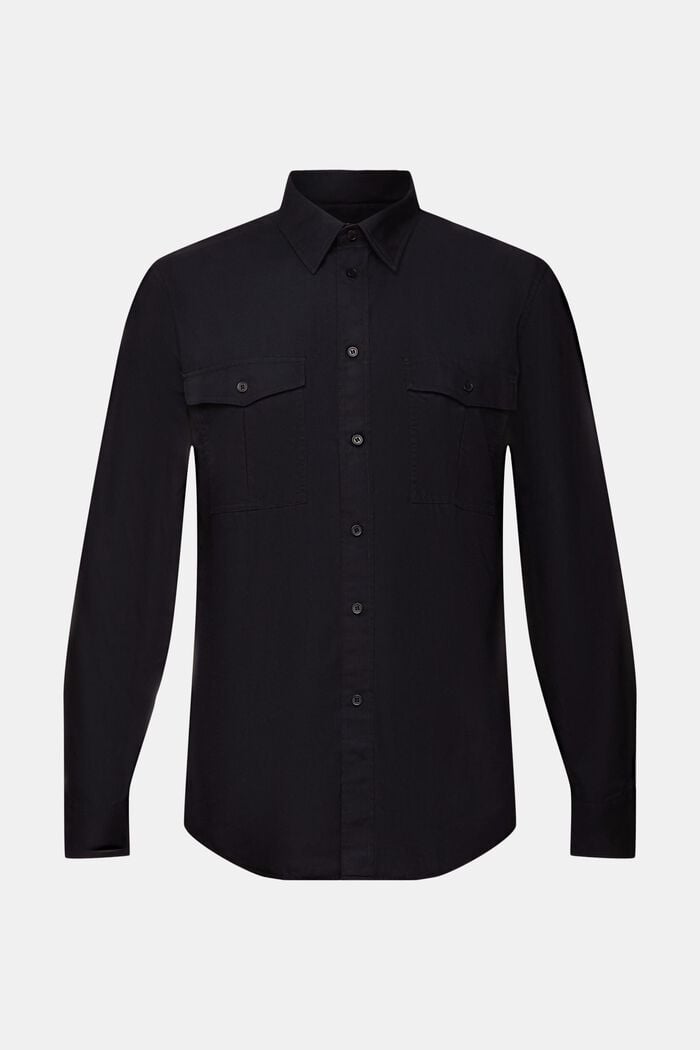 Camisa estilo militar de algodón, BLACK, detail image number 5