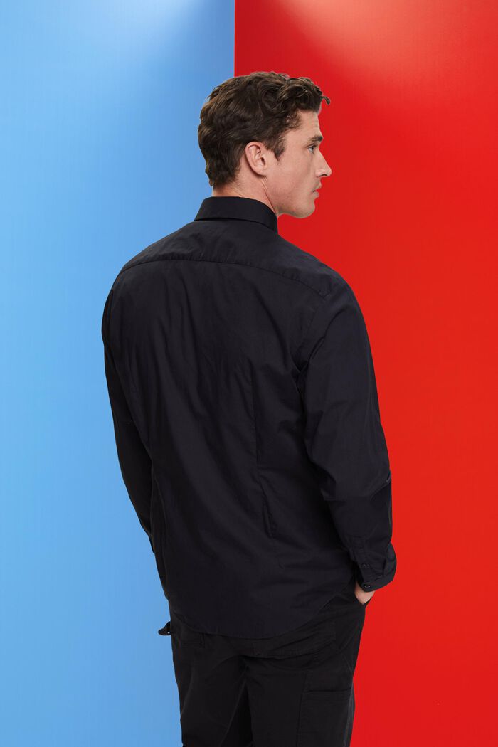 Camisa entallada de algodón, BLACK, detail image number 3
