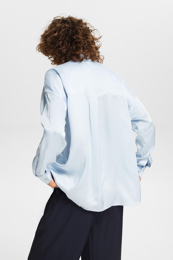 Blusa de satén con cuello alto, LIGHT BLUE, detail image number 2
