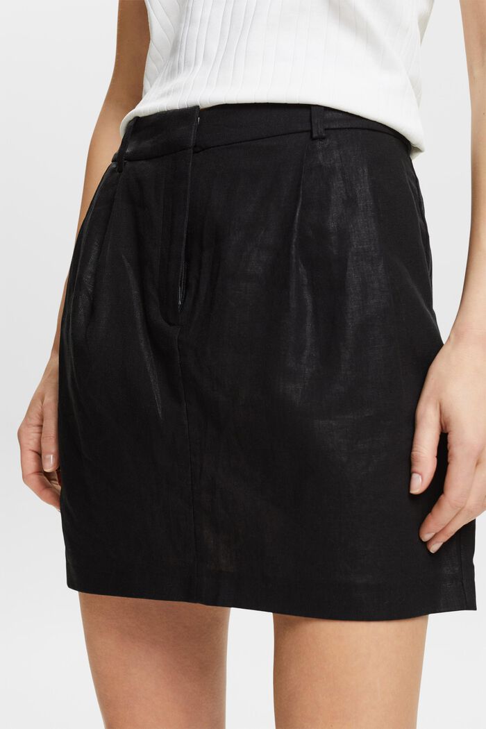 Minifalda metalizada de lino, BLACK, detail image number 4