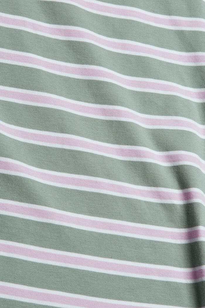 Camiseta de manga larga con diseño a rayas, algodón ecológico, DUSTY GREEN, detail image number 4