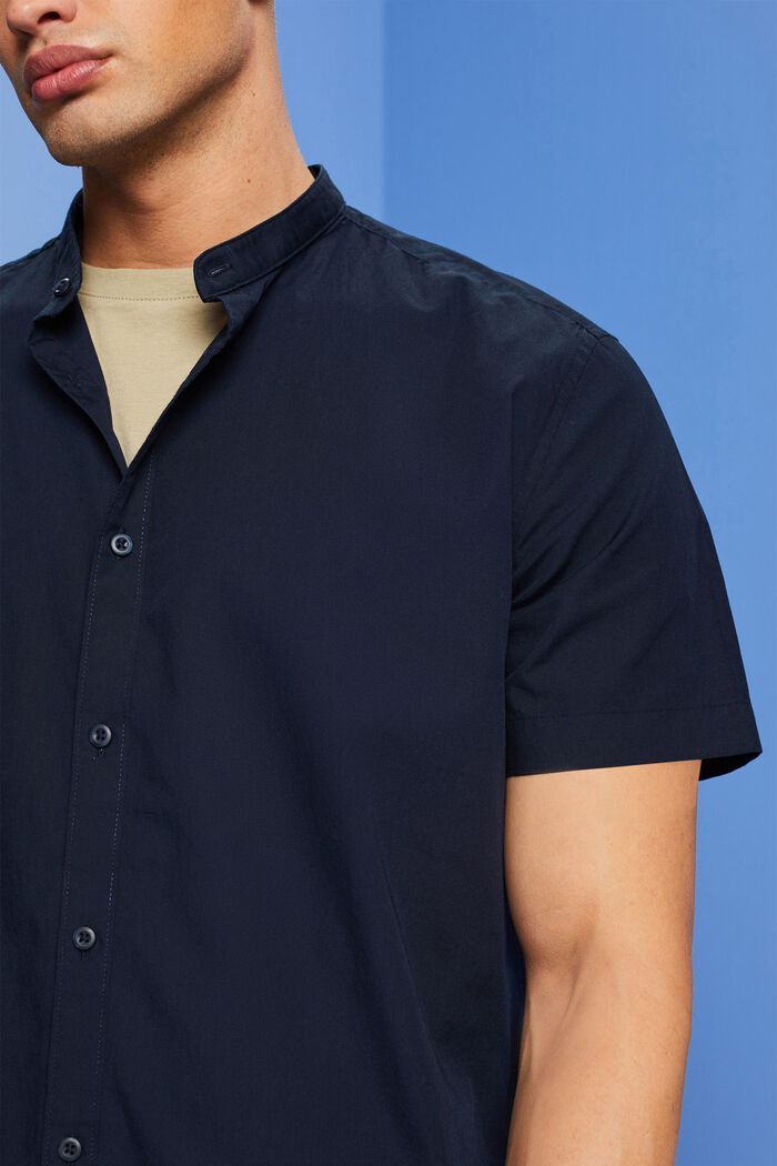 Camisa de algodón con cuello mao, NAVY, detail image number 2
