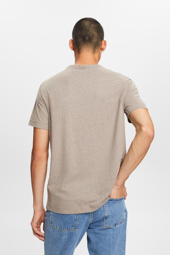 Camiseta de tejido jersey con cuello redondo, mezcla de algodón, LIGHT TAUPE, detail image number 3