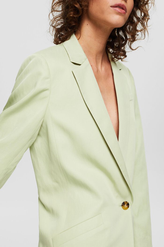 Con lino: blazer holgada de un botón, PASTEL GREEN, detail image number 2