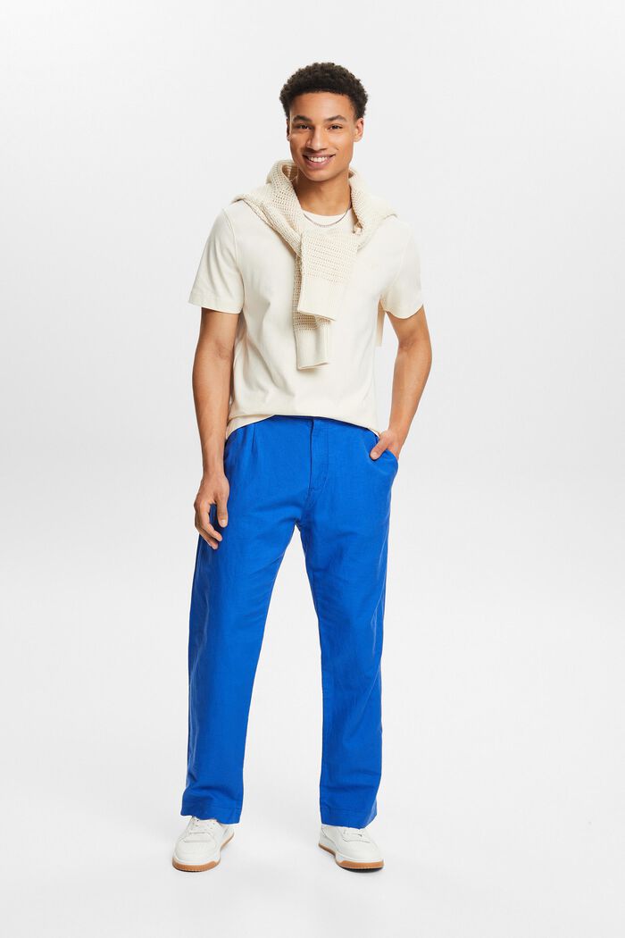 Pantalón Straight en lino y algodón, BRIGHT BLUE, detail image number 5