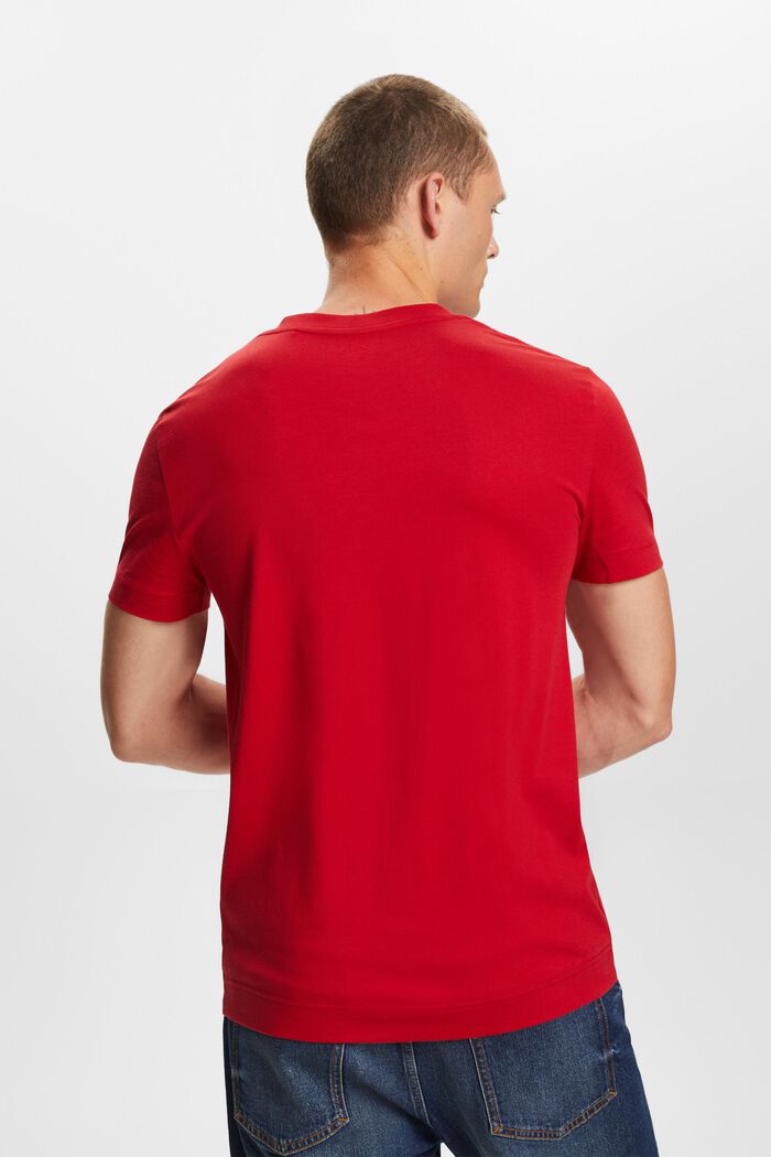 Camisa de tejido jersey con cuello en pico, 100 % algodón, DARK RED, detail image number 3