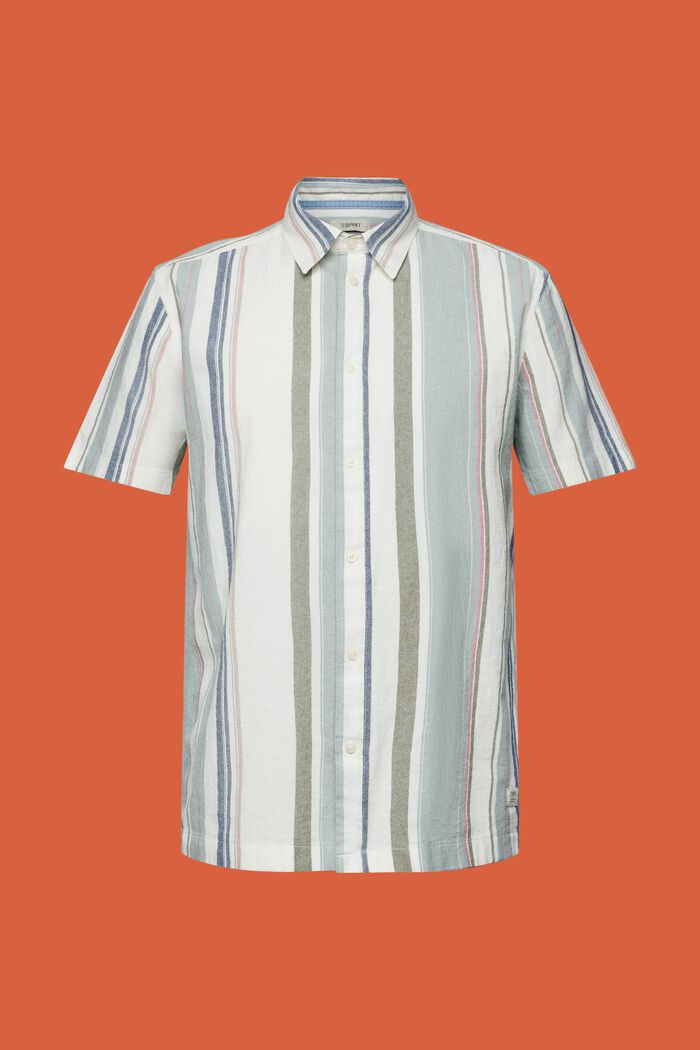 Camisa de manga corta a rayas, 100% algodón, DUSTY GREEN, detail image number 6