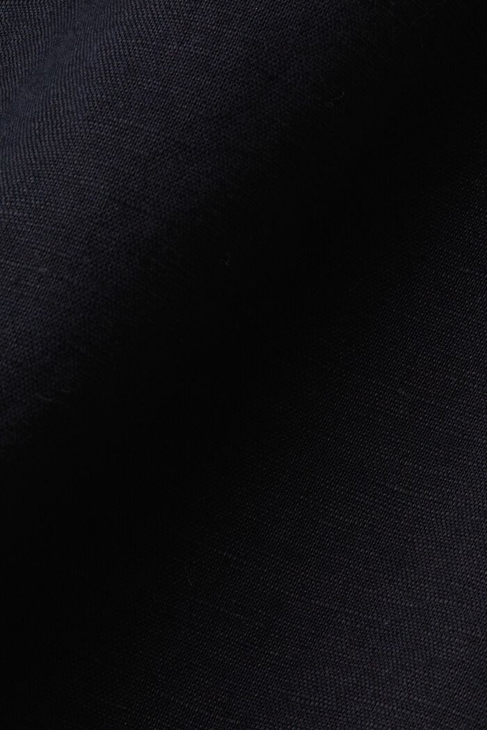 Camisa abotonada en mezcla de algodón y lino, BLACK, detail image number 4