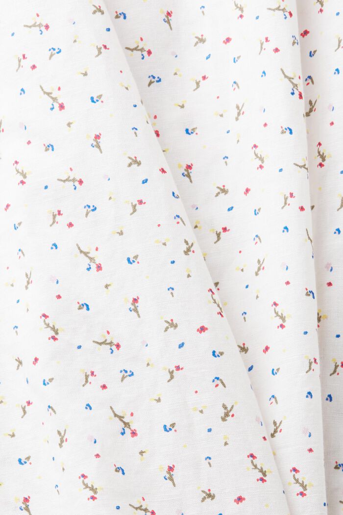 Blusa sin mangas en mezcla de lino con estampado de flores, OFF WHITE, detail image number 4