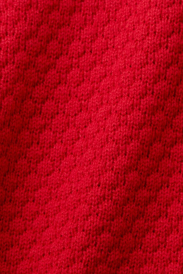 Jersey de punto con textura, mezcla de algodón, DARK RED, detail image number 5