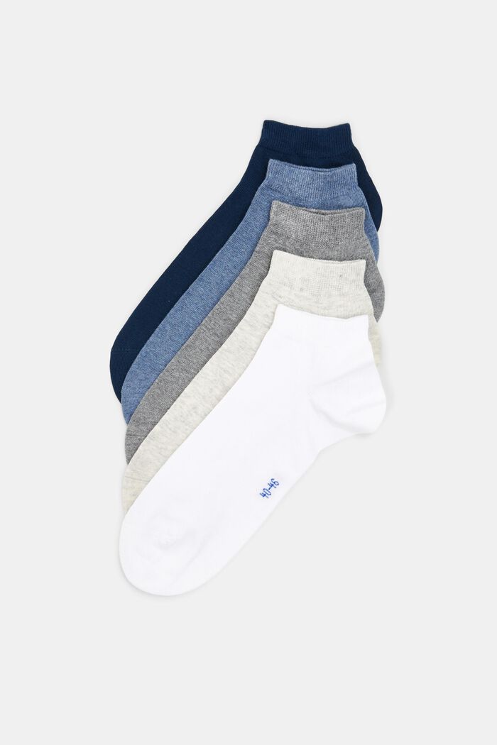 Pack de 5 pares de calcetines para deportivas, algodón ecológico, WHITE/BLUE, detail image number 0