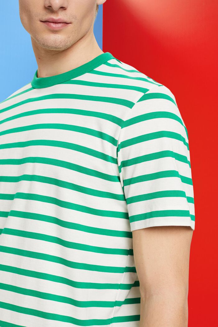 Camiseta con diseño a rayas de algodón sostenible, GREEN, detail image number 2