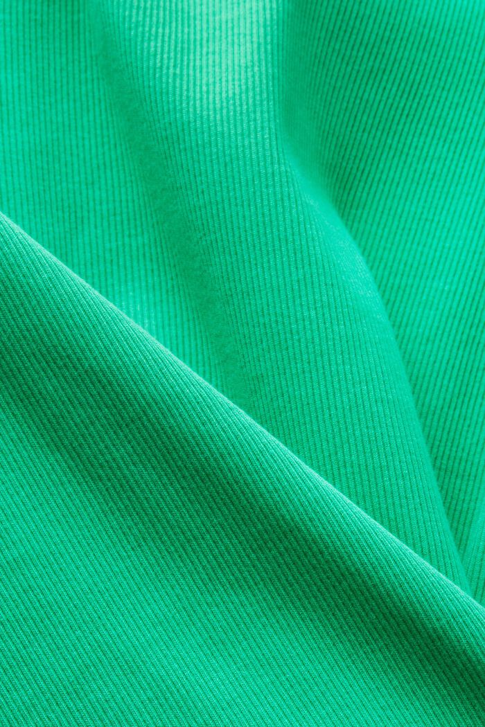 Camiseta de cuello ceñido en jersey de algodón, GREEN, detail image number 5