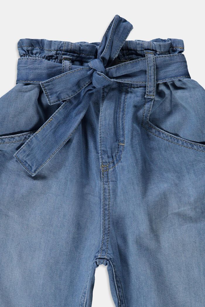 Pantalones capri con cintura paper bag, BLUE LIGHT WASHED, detail image number 2