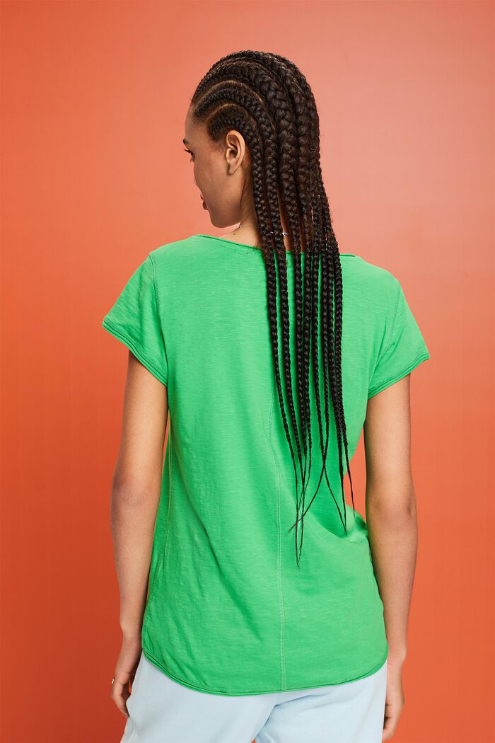 Camiseta flameada de algodón, GREEN, detail image number 2