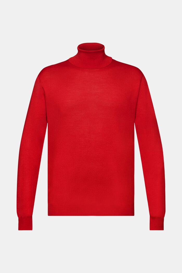 Jersey de lana merino con cuello alto, DARK RED, detail image number 6